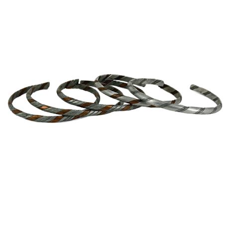 Lot of Vintage Mixed Metal African Cuff Bracelets
