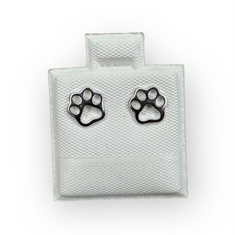 Open Paw Print Sterling Silver Earrings