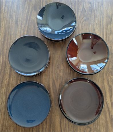 Set Mikasa Sedona Blue and Brown Plates (13) and Bowls (6)