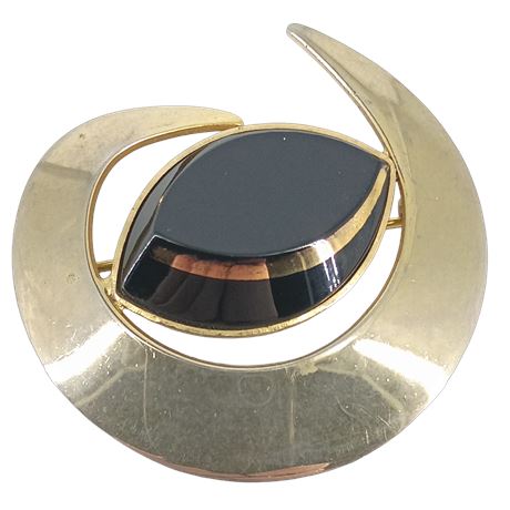 Vintage Sarah Coventry Gold-Tone Abstract Brooch – Mid Century Modern Statement