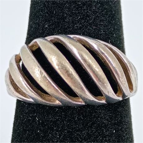 Silver-Tone Raised Cage Ring