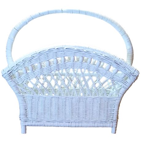 Pier 1 White Wicker Magazine Caddy