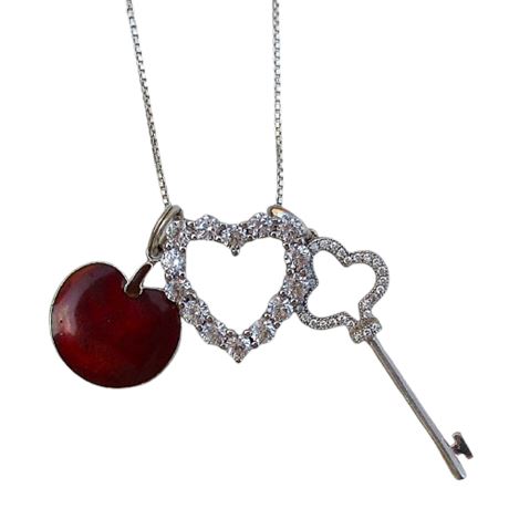3 Individual Sterling Silver Pendants ~ Apple Heart Key ~ on 925 Silver Chain