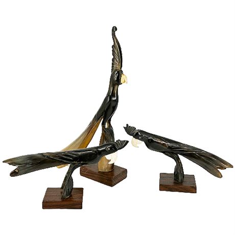 Carved Horn Birds Made in India
