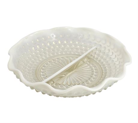 Opalescent Hobnail Glass, Divided Dish