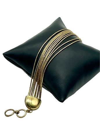 Multi Strand Sterling Silver and Gold Wash Bracelet