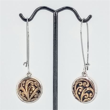 Filigree Round Drop Earrings, Silver-Tone and Gold-Tone