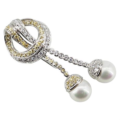 Vintage Rhinestone & Faux Pearl Knot Brooch
