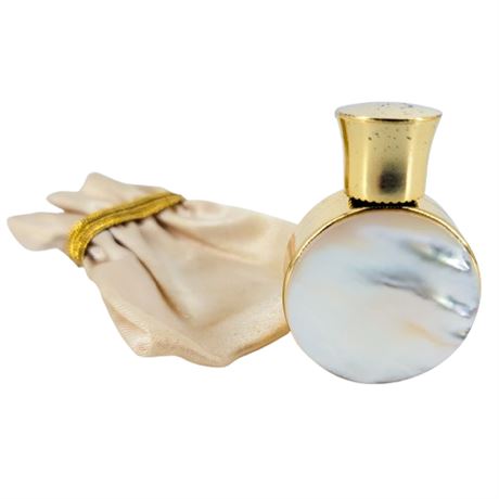 Vintage Shell Covered Perfume Bottle with Satchel