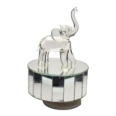 Vintage Art Glass Elephant Music Box