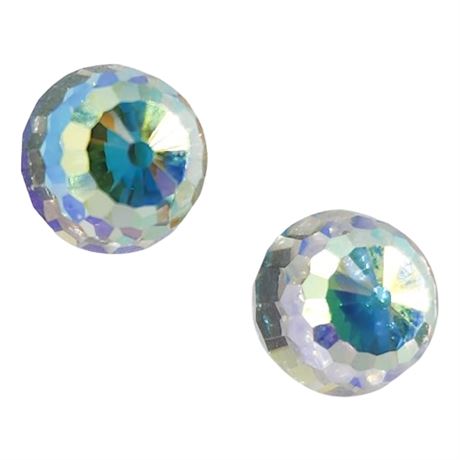 Vintage Aurora Borealis Faceted Crystal Ball Post Back Earrings