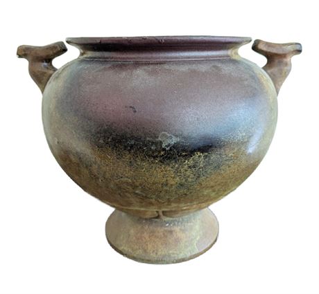Large Decorative Rust/Gold Terra Cotta Pot w/Handles