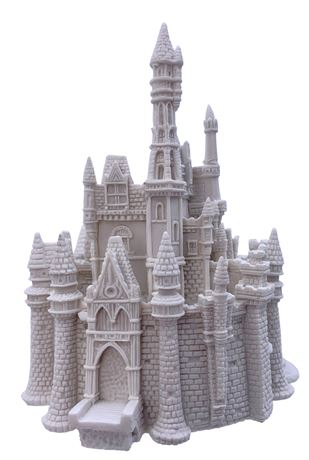 Intricate Carved White Resin Disney Castle 5 1/2” Statue