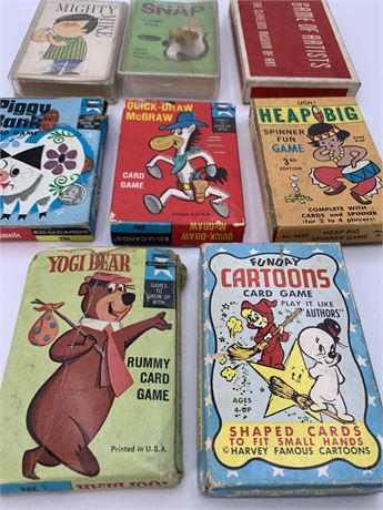 8 Packs of Vintage Card Games : Yogi, Funday Cartoons, Quick-Draw McGraw