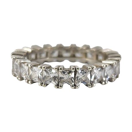 Signed Sterling Silver CZ Eternity Ring