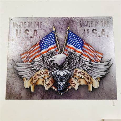 ‘Motorcycle’ 12.5x16” Retro Metal Sign