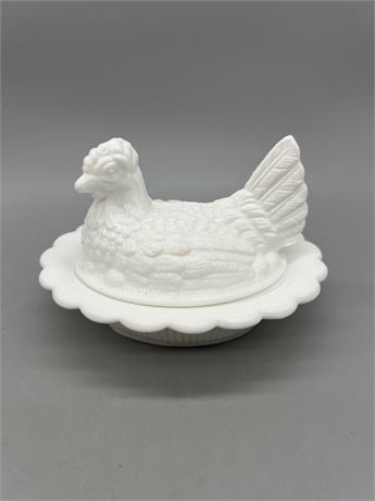 Mosser Milk Glass Hen On Nest