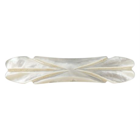 Vintage Carved Mother of Pearl Bar Brooch