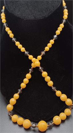 Orange/gray bead necklace