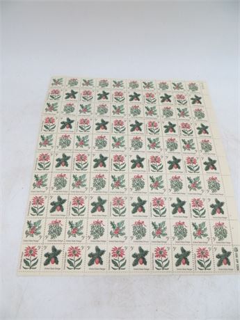 1964 Christmas Stamp Mistleto, Poinsettia, Holly & Evergreens 5 Cent Stamps