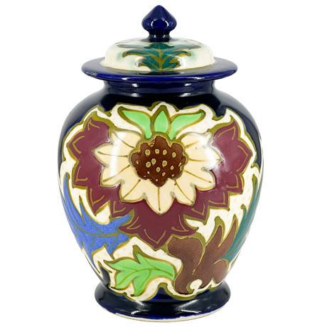 Vintage Japanese Post-War Awaji Pottery Lidded Ceramic Jar