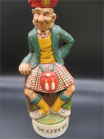 1974 Handmade Ceramic Scottish Man in Kilt w/Bottle of Scotch