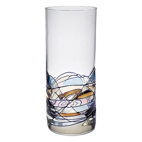 Artland "Helios" Art Glass Highball Glass w/ Colorful Scribble