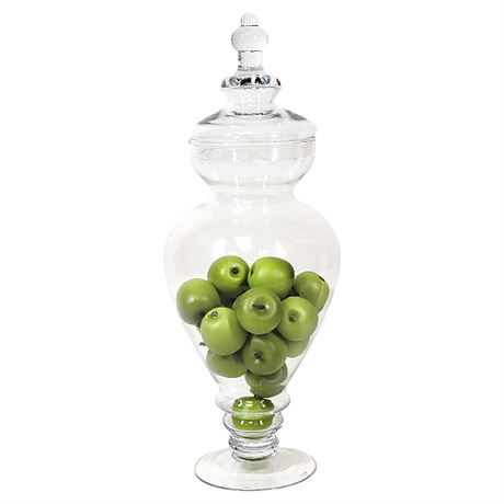 16" Glass Apothecary Jar w/ Faux Mini Apples