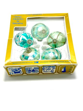 Vtg West German Kresge Glass Ornaments