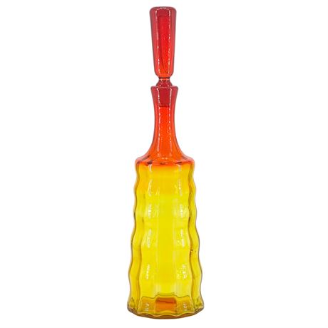 Vintage Blenko Tangerine Beehive Glass Decanter