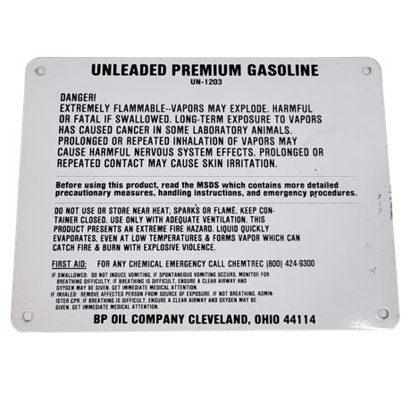 Great Lakes VNTG - Unleaded Premium Gasoline UN-1203 Sign