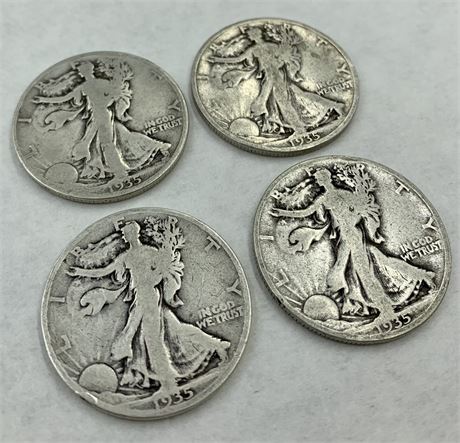 4 1935 Liberty Standing Half Dollar Coins