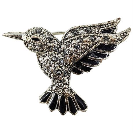 Vintage Faux Marcasite Hummingbird Brooch