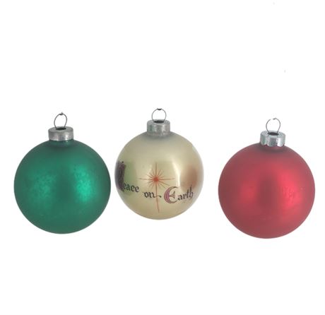 Lot of 3 VTG Ornaments "Peace on Earth"