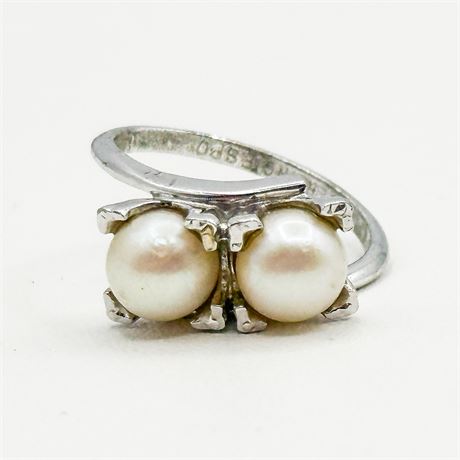 Vintage ESPO Sterling Silver and Real Pearl Ring