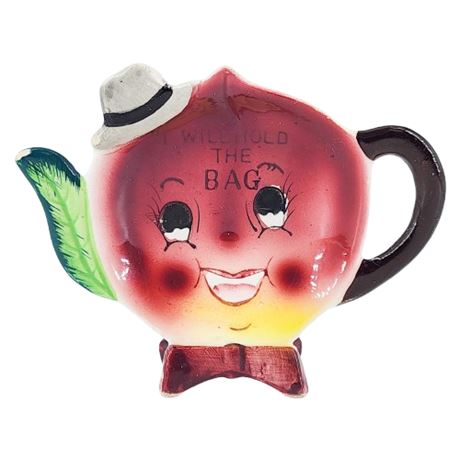 Vintage Ceramic "I Will Hold the Bag" Anthropomorphic Teabag Rest