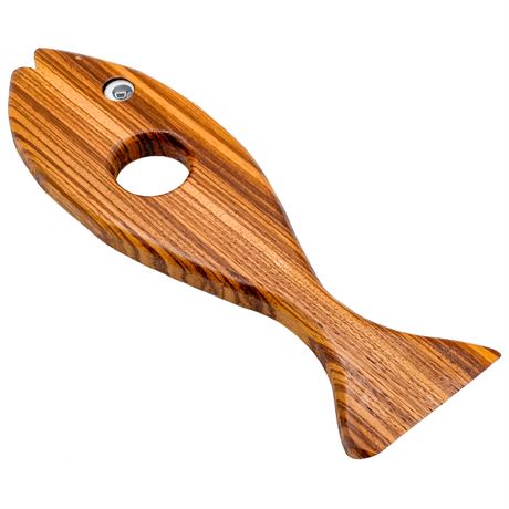 Vintage Solid Wood Googly-Eye Fish Wine Bottle Balance Holder
