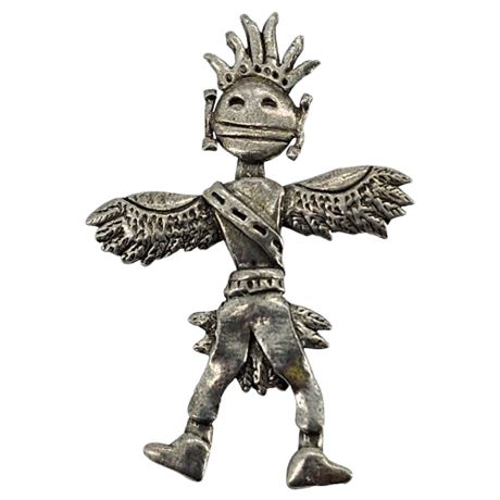 Signed H. ADAMS Zuni Silver Tone Brooch