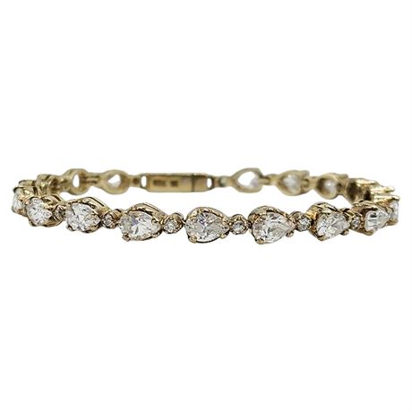 Signed Vintage Gold Over Sterling Silver CZ Tennis Bracelet