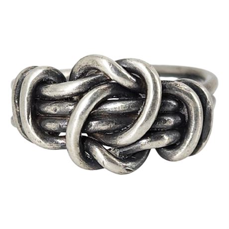Vintage Sterling Silver Wirework Knot Ring, Sz 2.5
