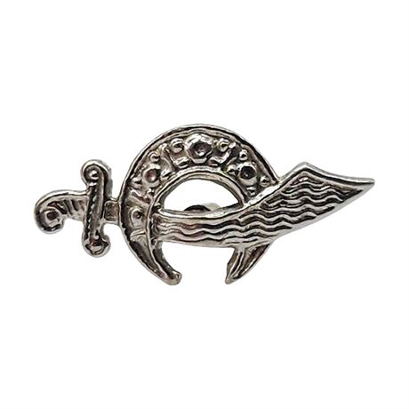 Vintage 14K White Gold Shriners Scimitar Mini Screwback Pin
