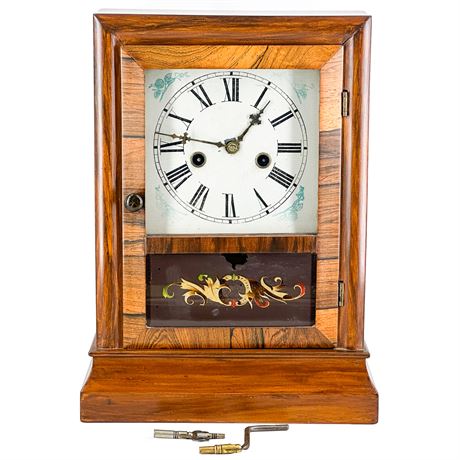 Antique E.N. Welch MFG Wood & Brass Shelf Clock -Working-
