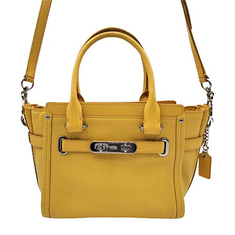 Coach Small Swagger Bag Yellow Pebble Leather