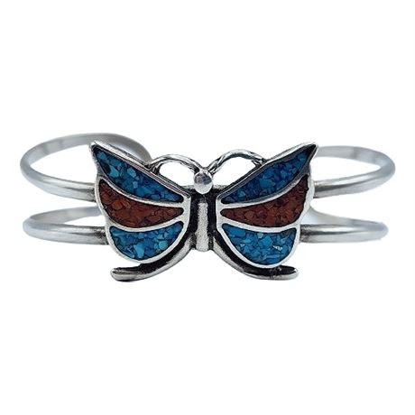Unmarked Zuni Silver Butterfly Cuff Bracelet