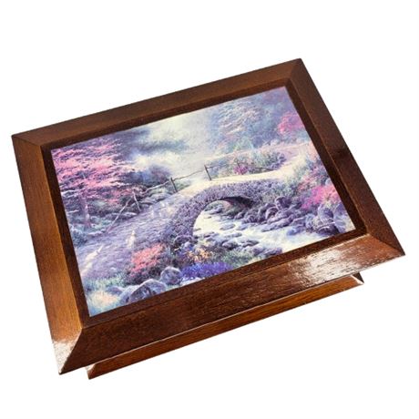 Thomas Kinkade Wooden Jewelry Box with Removable Tray
