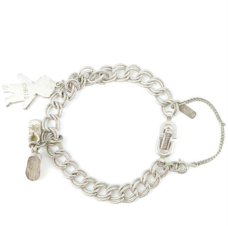 Bracelet with Chris and Shoes Charms, Silver Tone