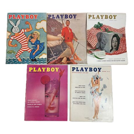 Lot of Vintage 1957 Playboy Magazines