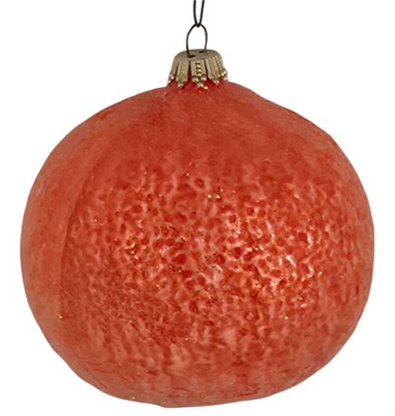 3" Vintage Sugared Glass,  Orange Ornament