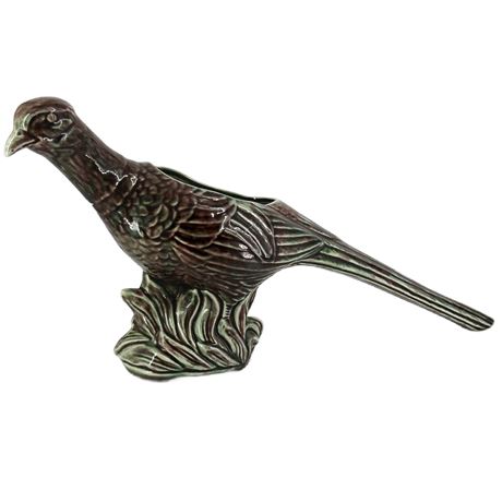 Vintage Ceramic Glazed Pheasant Planter