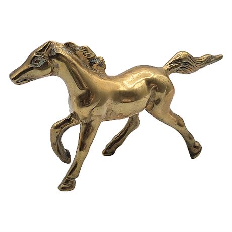 Vintage Brass Running Horse Figurine